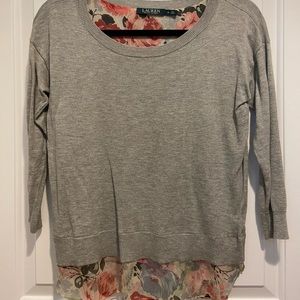 Ralph Lauren grey top with floral underlay